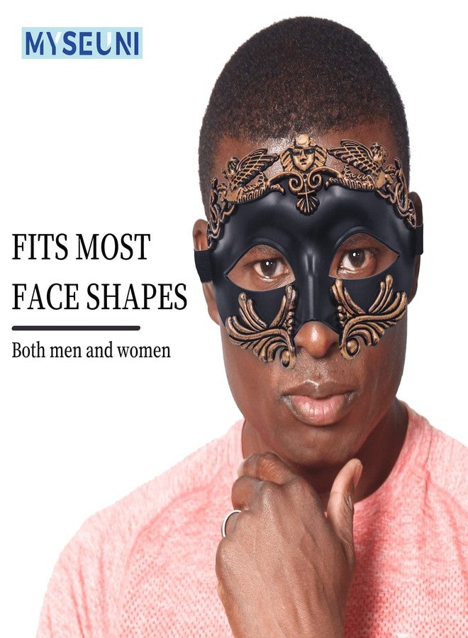 MYSEUNI Masquerade Mask for Men - Roman Greek Venetian Half-face Mask for Mascarade Ball Halloween Party Mardi Gras Masks Costume Accessory - Image 3